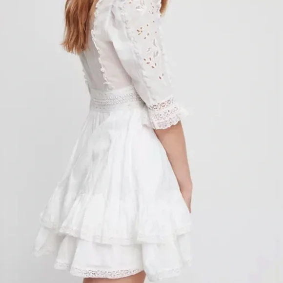 Sunday Best “Tauriel” White Ruffled Tiered Mini Dress - Picture 3 of 9
